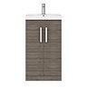 Brooklyn 500 Grey Avola Floor Standing Vanity Unit with Thin-Edge Basin  In Bathroom Large Image