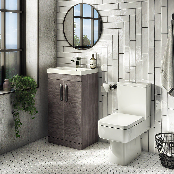 Brooklyn 500 Grey Avola Floor Standing Vanity Unit with Thin-Edge Basin Newest Large Image