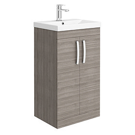 Brooklyn 500 Grey Avola Floor Standing Vanity Unit with Thin-Edge Basin Large Image