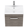 Brooklyn 500 Grey Avola Wall Hung 1-Drawer Vanity Unit with Thin-Edge Basin  additional Large Image