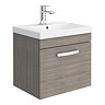 Brooklyn 500 Grey Avola Wall Hung 1-Drawer Vanity Unit with Thin-Edge Basin Large Image