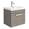 Brooklyn 500 Grey Avola Wall Hung 1-Drawer Vanity Unit with Thin-Edge Basin Large Image