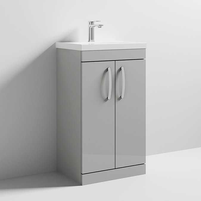 Brooklyn 500 Grey Mist Floor Standing Vanity Unit with Thin-Edge Basin  Feature Large Image