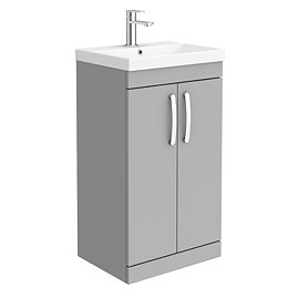 Brooklyn 500 Grey Mist Floor Standing Vanity Unit with Thin-Edge Basin Large Image