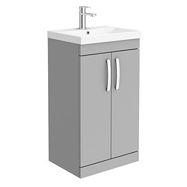 Brooklyn 500 Grey Mist Floor Standing Vanity Unit with Thin-Edge Basin Large Image