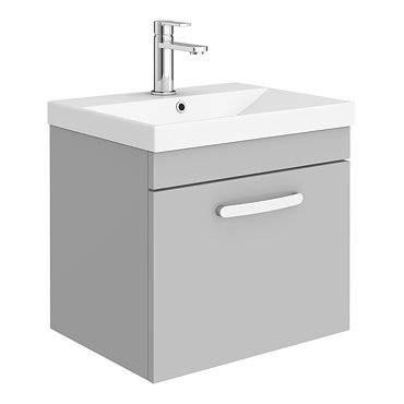 Brooklyn 500 Grey Mist Wall Hung 1-Drawer Vanity Unit with Thin-Edge Basin  Profile Large Image