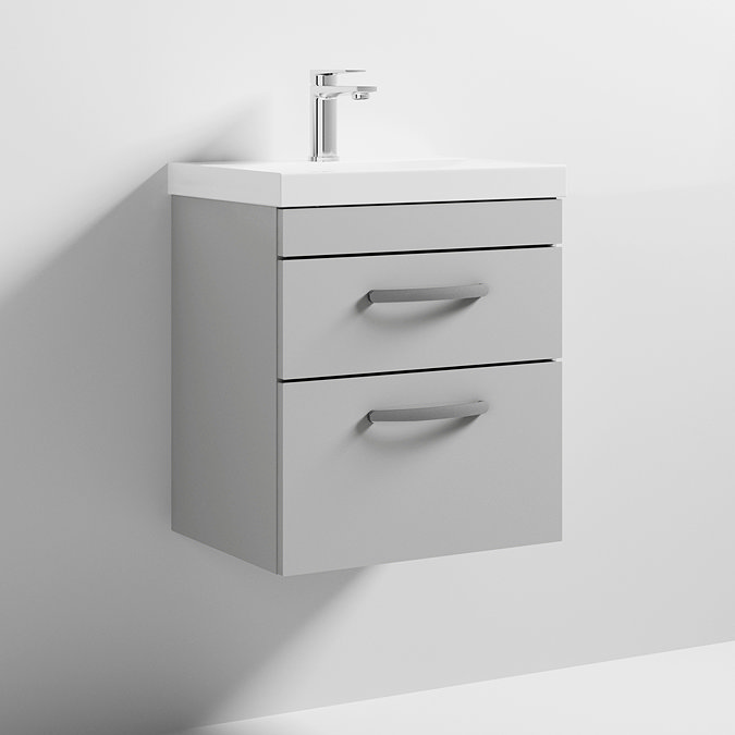 Brooklyn 500 Grey Mist Wall Hung 2 Drawer Vanity Unit with Thin-Edge Basin  Feature Large Image
