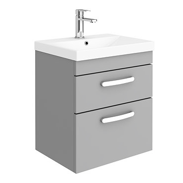Brooklyn 500 Grey Mist Wall Hung 2 Drawer Vanity Unit with Thin-Edge Basin  Profile Large Image