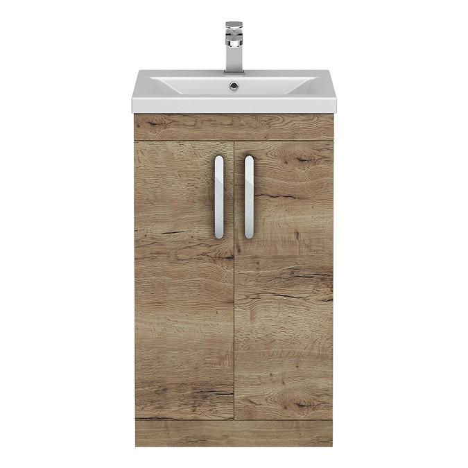 Brooklyn 500mm Brown Oak Vanity Unit - Floor Standing 2 Door Unit