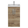 Brooklyn 500mm Brown Oak Vanity Unit - Floor Standing 2 Door Unit