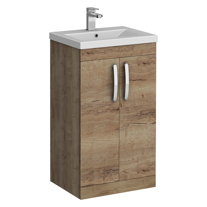 Brooklyn 500mm Brown Oak Vanity Unit - Floor Standing 2 Door Unit