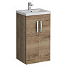 Brooklyn 500mm Brown Oak Vanity Unit - Floor Standing 2 Door Unit