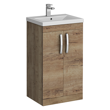 Brooklyn 500mm Brown Oak Vanity Unit - Floor Standing 2 Door Unit