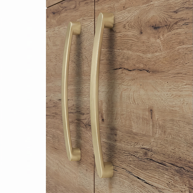 Brooklyn 500mm Brown Oak Vanity Unit with Brushed Brass Handles