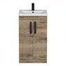 Brooklyn 500mm Brown Oak Vanity Unit with Matt Black Handles