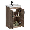 Brooklyn 500mm Brown Oak Vanity Unit with Matt Black Handles