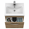 Brooklyn 500mm Brown Oak Wall Hung Vanity Unit - Single Drawer
