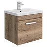 Brooklyn 500mm Brown Oak Wall Hung Vanity Unit - Single Drawer