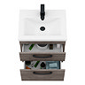 Brooklyn 500mm Grey Avola Wall Hung Vanity Unit - 2 Drawer with Matt Black Handles