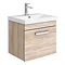 Brooklyn 500 Natural Oak Wall Hung 1-Drawer Vanity Unit with Thin-Edge Basin Large Image