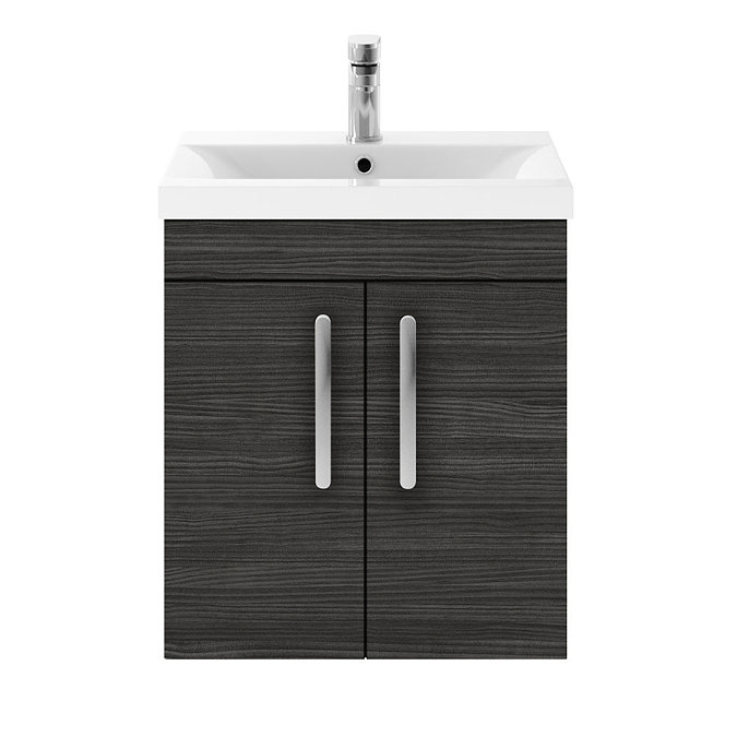 Brooklyn 500mm Black 2 Door Wall Hung Vanity Unit In Bathroom Large Image