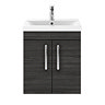 Brooklyn 500mm Black 2 Door Wall Hung Vanity Unit  In Bathroom Large Image