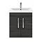 Brooklyn 500mm Black 2 Door Wall Hung Vanity Unit In Bathroom Large Image