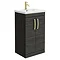 Brooklyn 500mm Black Vanity Unit with Brushed Brass Handles Large Image