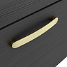 Brooklyn 500mm Black Wall Hung 1-Drawer Vanity Unit with Brushed Brass Handle