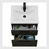 Brooklyn 500mm Black Wall Hung Vanity Unit - 2 Drawer with Matt Black Handles