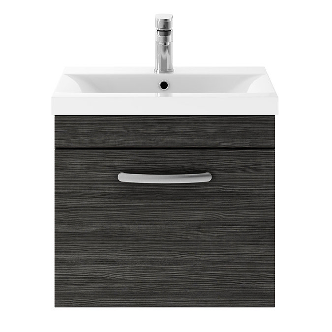 Brooklyn 500mm Black Wall Hung Vanity Unit - Single Drawer Standard Large Image