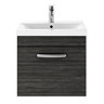 Brooklyn 500mm Black Wall Hung Vanity Unit - Single Drawer  Standard Large Image