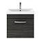 Brooklyn 500mm Black Wall Hung Vanity Unit - Single Drawer Standard Large Image