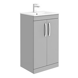 Brooklyn 500mm Grey Mist Vanity Unit - Floor Standing 2 Door Unit with Minimalist Basin Medium Image