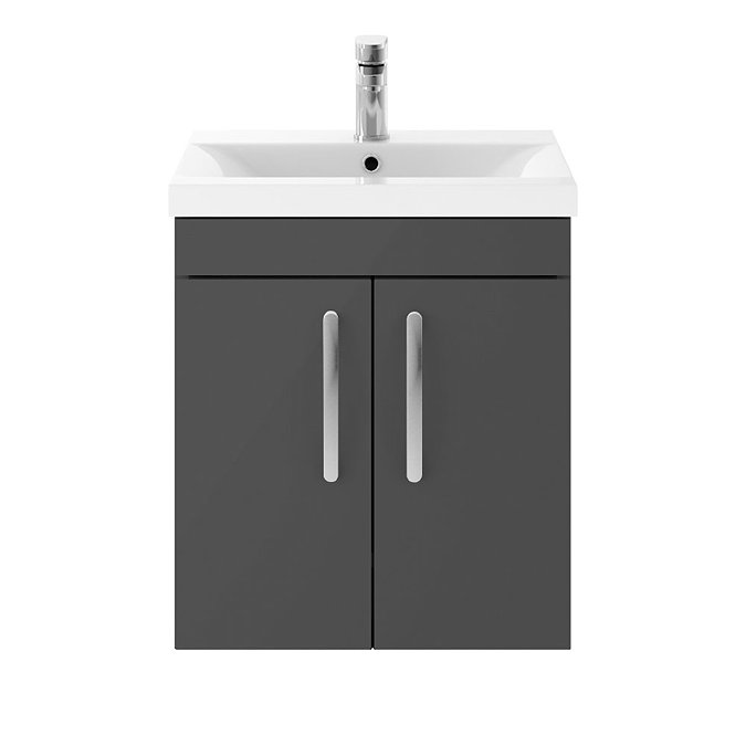 Brooklyn 500mm Gloss Grey 2 Door Wall Hung Vanity Unit In Bathroom Large Image