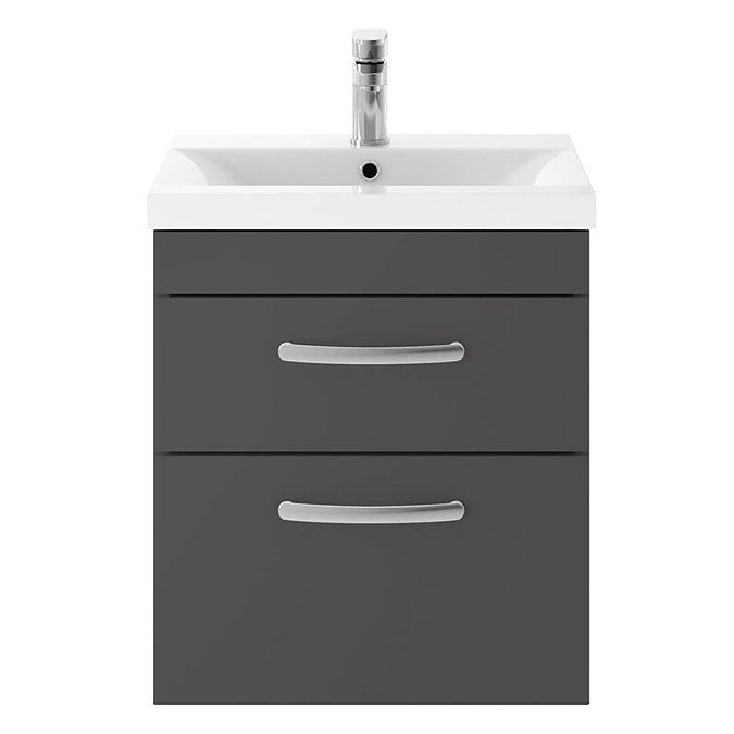 Brooklyn 500mm Gloss Grey 2 Drawer Wall Hung Vanity Unit  Feature Large Image