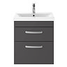 Brooklyn 500mm Gloss Grey 2 Drawer Wall Hung Vanity Unit  Feature Large Image