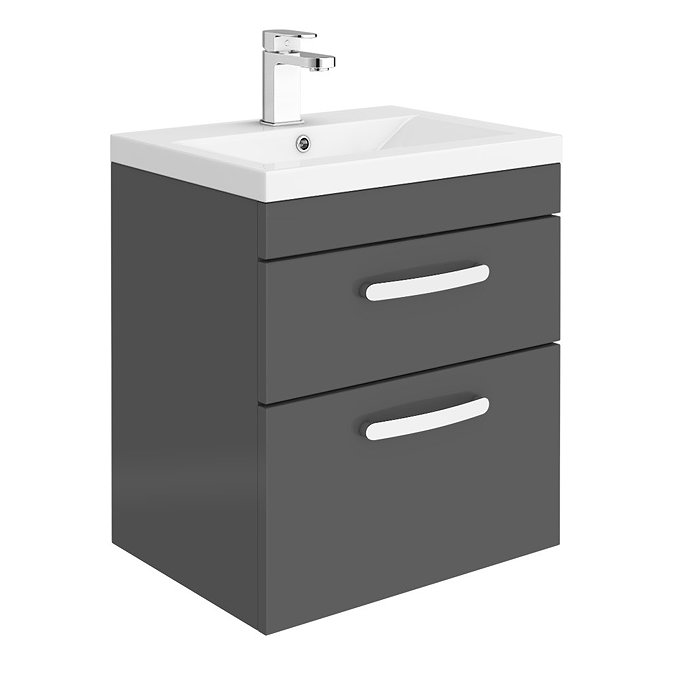 Brooklyn 500mm Gloss Grey 2 Drawer Wall Hung Vanity Unit