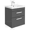 Brooklyn 500mm Gloss Grey 2 Drawer Wall Hung Vanity Unit