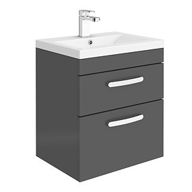 Brooklyn 500mm Gloss Grey 2 Drawer Wall Hung Vanity Unit Large Image