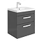 Brooklyn 500mm Gloss Grey 2 Drawer Wall Hung Vanity Unit Large Image