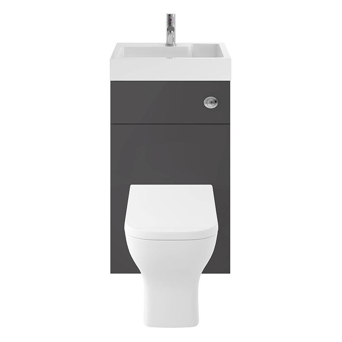 Brooklyn 500mm Gloss Grey 2-In-1 Combined Wash Basin & Toilet  Standard Large Image