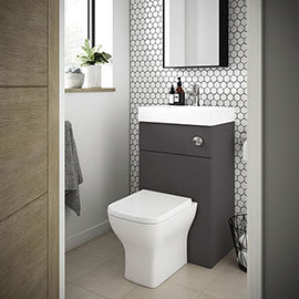 Brooklyn 500mm Gloss Grey 2-In-1 Combined Wash Basin & Toilet Medium Image