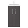 Brooklyn 500mm Gloss Grey Vanity Unit - Floor Standing 2 Door Unit  Feature Large Image