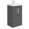 Brooklyn 500mm Gloss Grey Vanity Unit - Floor Standing 2 Door Unit