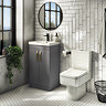 Brooklyn 500mm Gloss Grey Vanity Unit with Brushed Brass Handles  Standard Large Image
