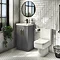 Brooklyn 500mm Gloss Grey Vanity Unit with Brushed Brass Handles  Standard Large Image