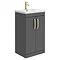 Brooklyn 500mm Gloss Grey Vanity Unit with Brushed Brass Handles Large Image