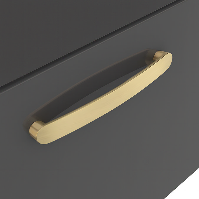 Brooklyn 500mm Gloss Grey Wall Hung Vanity Unit - Single Drawer With Brushed Brass Handle