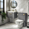 Brooklyn 500mm Gloss Grey Wall Hung Vanity Unit - Single Drawer With Brushed Brass Handle